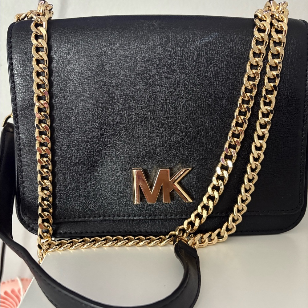 Michael Kors Black Leather Chain Shoulder Bag